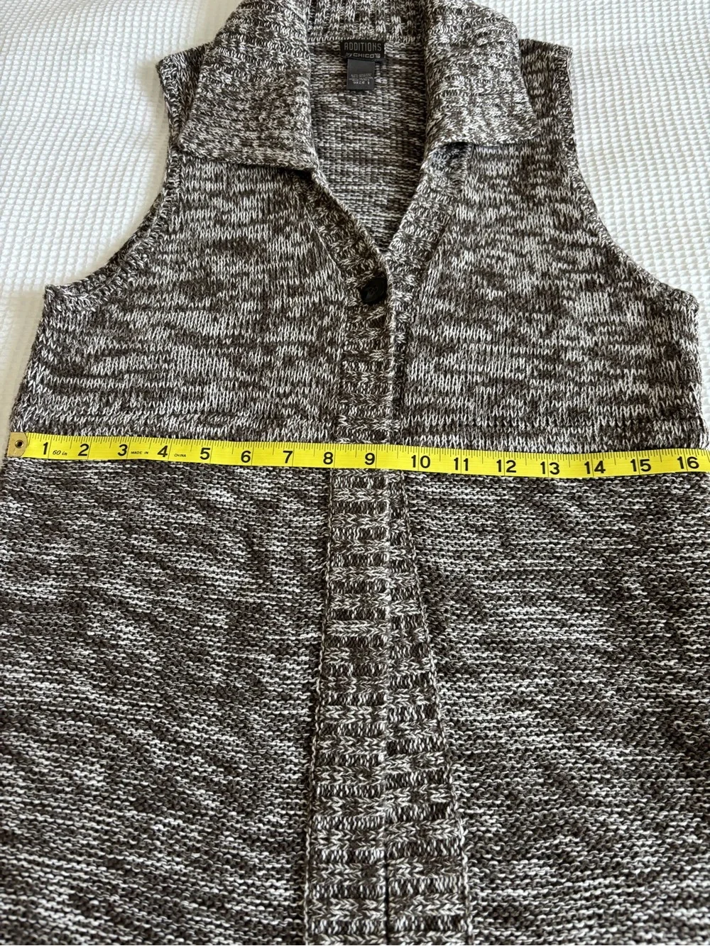 Chico's Marled Brown & Cream Shawl-Collar Cardigan